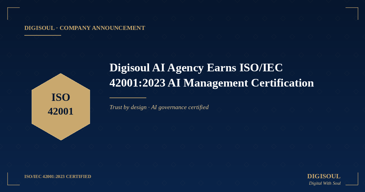 Digisoul AI Agency is now ISO/IEC 42001:2023 AI Management System Certified
